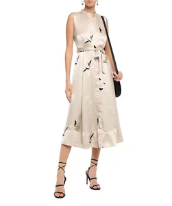 $519 EQUIPMENT Clevete belted floral-print silk-satin midi dress NWT Size 6 - Picture 1 of 4