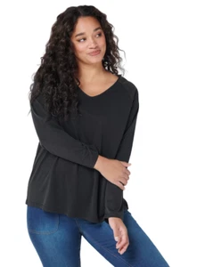 Laurie Felt X-Small Faux Suede Knit Long Sleeve Top Washed Black XS - Picture 1 of 6