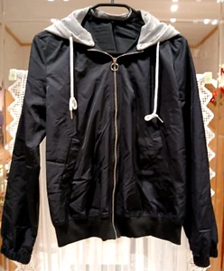Damen Windjacke Jacke SHEIN Größe 38 mit Kapuze Farbe Schwarz - Bild 1 von 3