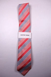 GEOFFREY BEENE Red Orange Gray Stripe Poly / Silk Blend Neck Tie NEW - Picture 1 of 2