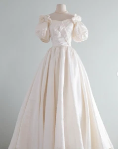Victorian Wedding Dresses Short Sleeves 1950s A Line Vintage Bridal Gowns - Picture 1 of 8