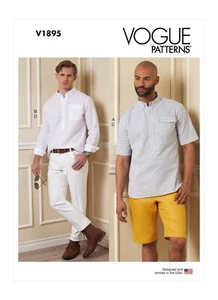 Vogue Pattern V1895 Men's Long & Short Sleeve Shirts, Shorts, Pants Sz 34~46 New - Picture 1 of 7