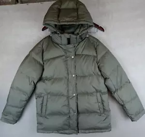 Neu mit Etikett Quince Responsible gefütterte Daunenjacke Größe Small grün Kapuze Reißverschluss Druckknopfleiste vorne - Bild 1 von 9