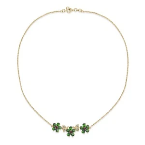 Gold Plated Chrome Diopside Necklace Sterling Silver Garnet Gemstone Jewelry NEW - Picture 1 of 1