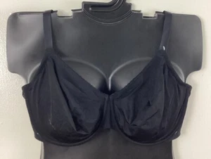 52C Catherines Unlined T-Shirt Bra Semi Sheer Nylon Lace Underwire BLACK NWOT - Picture 1 of 10