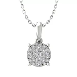 Sterling Silver Round Diamond Cluster Pendant Necklace 1/3ct, 18", 1.66g - Picture 1 of 5