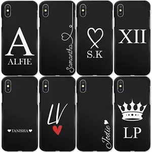 PERSONALISED INITIALS PHONE CASE SOFT BLACK SILICONE GEL COVER FOR SAMSUNG S - Picture 1 of 15