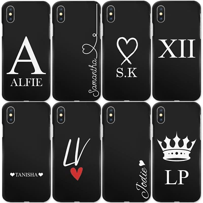 PERSONALISED INITIALS PHONE CASE SOFT BLACK SILICONE GEL COVER FOR SAMSUNG S - Image 1 of 4