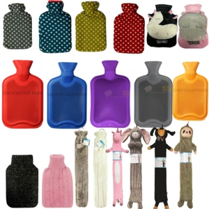 2 X 2 Litre Hot Water Bottle Natural Rubber Winter Warmer Large Cold Warm Nights - Picture 1 of 27