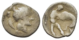 Ancient Greek Silver Diobol - Tarentum Southern Apulia 380-325 BC - Athena - Picture 1 of 4