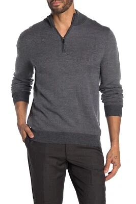 Toscano Men's Mock Neck Quarter Zip Merino Wool Blend Sweater Size M $165 - Image 1 of 4