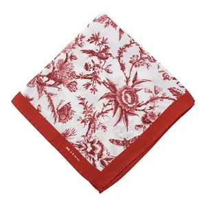 Kiton Napoli Dark Red Victorian Floral Print Silk Pocket Square - Picture 1 of 4