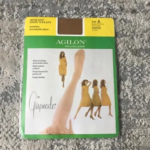 Vintage Agilon Gaymode Nylon Seamless Sheer Pantyhose Suntan Size A - Picture 1 of 4