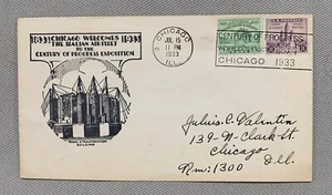 Cubierta de correo aéreo de la Feria Mundial de Chicago 1933 bienvenida a la flota aérea italiana - Imagen 1 de 7