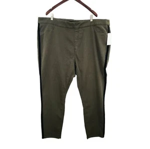 Denim&Co Hunter green Women's plus size 3X High rise pants black pin stripes - Picture 1 of 12