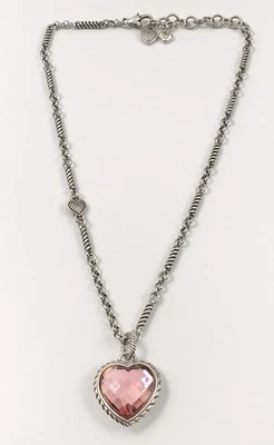 Брайтон розовый Swarovski кристалл сердце серебро золото двустороннее ожерелье. #404 - Изображение 1 из 4