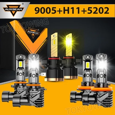 AUXBEAM LED Headlight High Low Fog Lights White Yellow For Chevy Tahoe 2007-2014 - Image 1 of 4