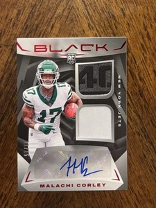 Malachi Corley 2024 Panini Black Rookie Auto Jersey Laundry Tag Patch 11/15 Jets - Bild 1 von 1