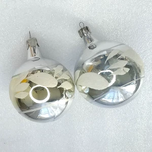 2 Vintage Weihnachtsschmuck Silber Glas Antik Weihnachten UdSSR Baumschmuck Kugeln - Bild 1 von 3