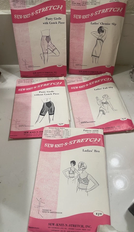 Vintage Stretch Sew Pattern Lot Girdle Bra Slip Sz 12-14 70s - Image 1 of 4