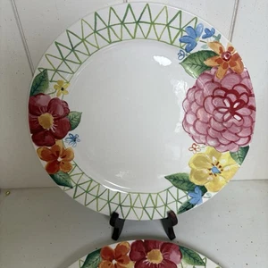 "Juego de 2 platos de cena Ironstone de celosía floral pintoresca Pier 1 Imports 10,75"" A" - Imagen 1 de 21