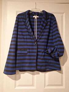 Ladies Company Ellen Tracy Royal Blue And Black Striped Blazer. Sz XXL - Picture 1 of 5