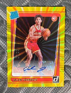 2021-22 Donruss Rated Rookie Jalen Johnson True Gold Holo Laser Autograph 02/10 - Picture 1 of 3