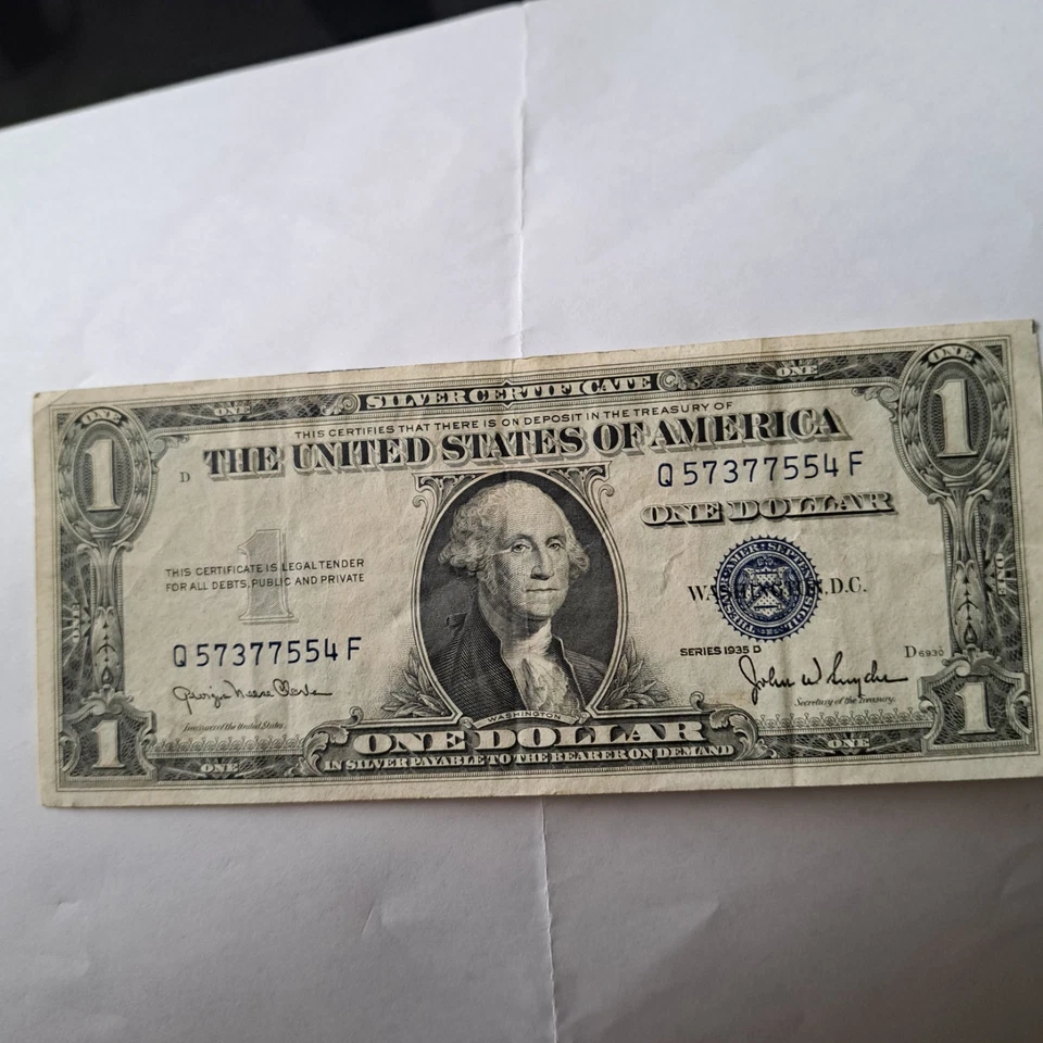 1935 D $1.00 Silver Certificate Bl;ue seal - Image 1 of 2