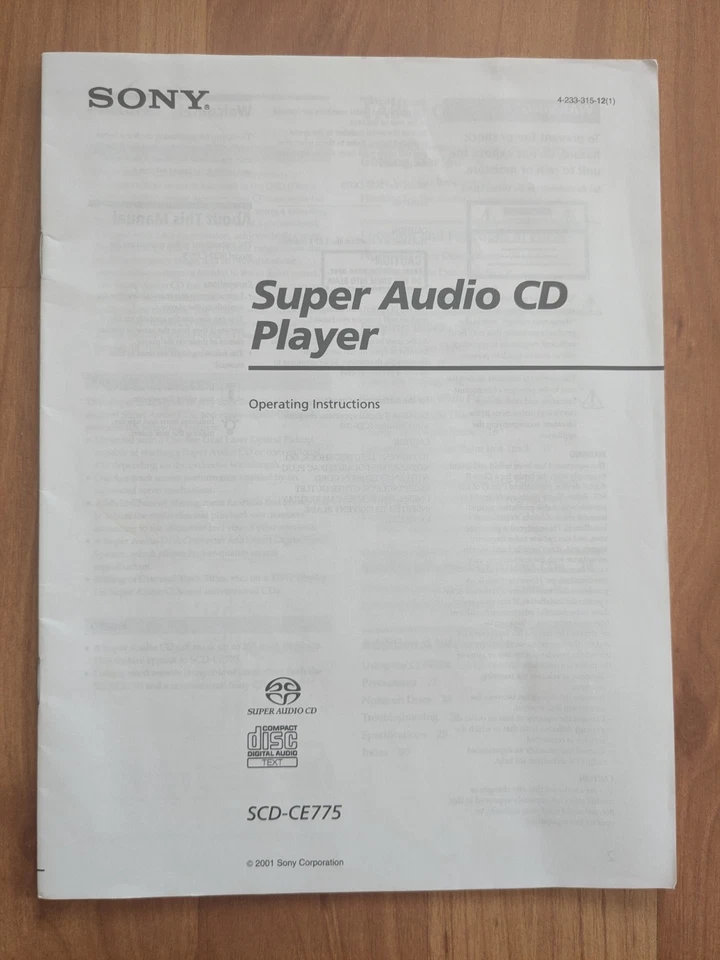 Руководство оператора плеера Sony SCD-CD775 SACD - Изображение 1 из 1