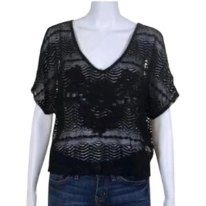 Leyendecker Black Lace Cold Shoulder Blouse Shirt Top 0 XS Extra Small - Picture 1 of 7