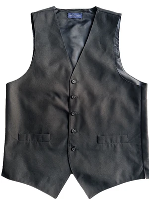 Neil Allyn Waiter Server Vest Black 5-Button Full Back Comfort Poly Sz S Uniform - Image 1 of 4