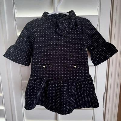 Vestido Janie and Jack Bebé Niña 6-12M Negro Dorado Tejido Lazo Fiesta de Vacaciones Conjunto Foto 1 de 4