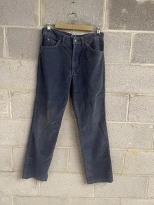 Vtg 80's Lee Navy Blue Corduroy Straight Leg USA Union Made Pants Mens 33x30 - Picture 1 of 4