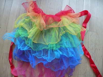 Adult Rainbow Ballet Tutu Costume Accessory One Size Halloween Pride Tulle New Q - Image 1 of 2