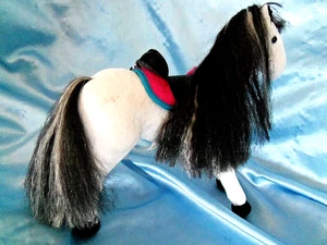 Plush stuffed standing Pony Horse w/long silky mane and tail 10" - Picture 1 of 6