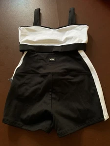 Tiger Friday Dancewear 2PC Black/White Crop Top Booties Briefs  Adult Size XS - Picture 1 of 8