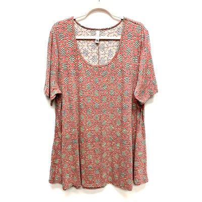 LuLaRoe Mujer Rojo Beige Chevron Scoop Elastizado Columpio Túnica Camiseta Perfecta 3XL Foto 1 de 4