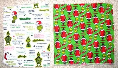How The Grinch Stole Christmas Cotton Fabric  2 pieces 12"X24" & 18.5"X 25" - Image 1 of 3