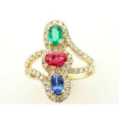 Кольцо Le Vian из желтого золота 14 карат с рубиновым обнаженным бриллиантом 2,16 карата размер 7 - Изображение 1 из 4