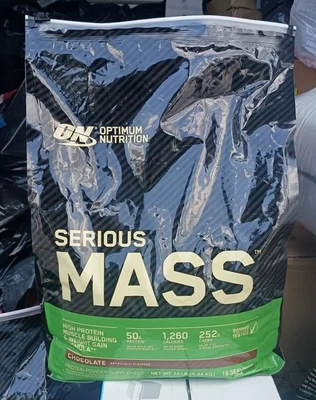 Optimum Nutrition Serious Mass Gainer Protein Powder, Chocolate, 12 lb Bag - Image 1 of 4