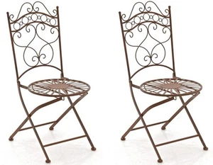 #R120718/1104 2x Stuhl Indra antik braun Gartenstuhl Terrassenstuhl Eisenstuhl - Bild 1 von 1