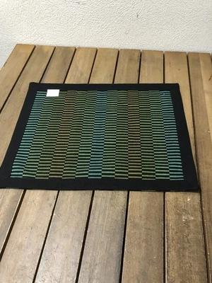4 Crate and Barrel Spectrum Woven Placemat Set Green Turquoise 14x19" NWOT  - Image 1 of 4