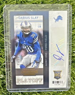 2013 Panini Contenders DARIUS SLAY Playoff Ticket Auto RC /99 Lions #128 - Image 1 of 2