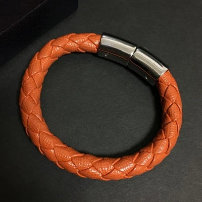 EGA PRADA Braided Leather Bracelet Orange/8BK0685 - Image 1 of 4