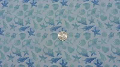 Tela 100 % algodón Wilmington "Underwater Wonders" conchas marinas - por yarda Foto 1 de 2