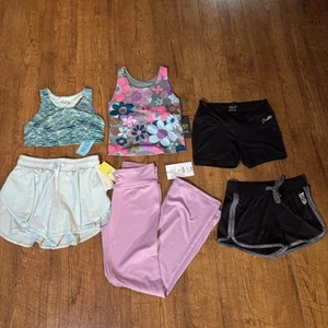 Girl’s Athletic Bundle Shorts (3), Sports Bras Tops (2), Yoga Pants (1) Size M - Picture 1 of 8