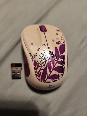 Logitech Wireless Mouse M325 Purple Summer Bouquet - Tested W/ Wireless Dongle - Image 1 of 4