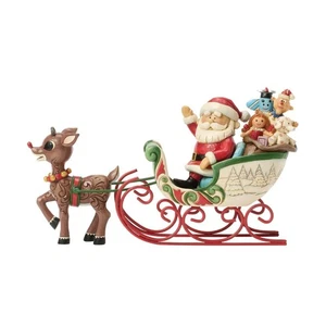 Jim Shore Rudolph tirando de Santa en trineo 6017194 nuevo para 2025 - Imagen 1 de 5