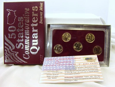 2007-D 50 States Commemorative Quarters Set - 5 Coins Total! - NO RESERVE! - Image 1 of 4