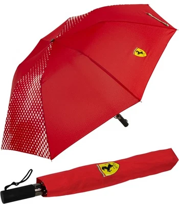 SCUDERIA FERRARI Ferrari Regenschirm Damen Herren Taschenschirm Auf-Automatik groß stabil rot